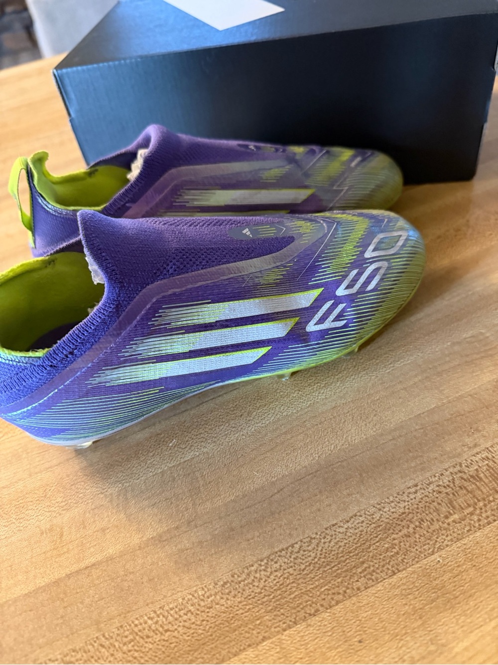 adidas Kids Purple & Lime Soccer Sneakers